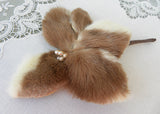 Vintage Millinery Pearls and Fur Flower Corsage Pin