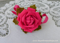 Vintage Millinery Fuchsia Pink Rose Flower Corsage Pin