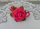 Vintage Millinery Fuchsia Pink Rose Flower Corsage Pin
