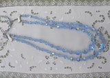 Vintage Double Strand Blue Crystal Aurora Borealis Necklace