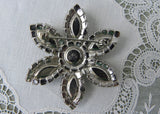Vintage Marquee and Round Rhinestone Flower Pin Brooch