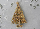 Vintage ART Enameled Christmas Tree Pin with Colorful Rhinestones