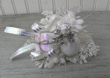 Vintage Christmas Corsage Pick with White Package Bulb and Bow