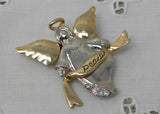 Christmas Peace Angel Gold and Silver Pin