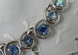 Vintage Silver Trifari Necklace with Light Blue Aurora Borealis Rhinestones