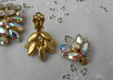 Vintage Aurora Borealis Rhinestone Large Brooch and Earring Set