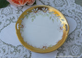Hand Painted Small Handled Plate Gold and Daisies - The Pink Rose Cottage 