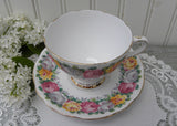 Vintage Gladstone Rosemary Pink Yellow White Rose Teacup Saucer