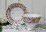 Vintage Gladstone Rosemary Pink Yellow White Rose Teacup Saucer