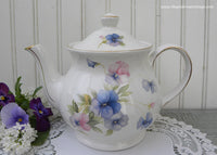 Vintage Sadler Blue and Pink Pansies Pansy Teapot England