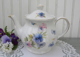 Vintage Sadler Blue and Pink Pansies Pansy Teapot England