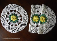 Set of 3 Vintage Hand Crocheted Yellow Irish Rose Doilies - The Pink Rose Cottage 