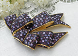 Signed Joan Rivers Brooch Purple Rhinestones Ribbon Bow Pin