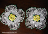 Set of 2 Vintage Hand Crocheted Yellow Irish Rose Doilies - The Pink Rose Cottage 