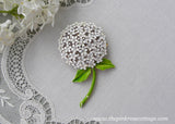 Vintage Weiss Enameled Rhinestone Hydrangea Flower Brooch Pin