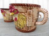 Set of Vintage Chicken Rooster Basket Measuring Cups and Creamer Japan - The Pink Rose Cottage 