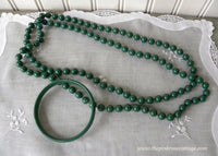 Vintage St. Patrick's Day Green Beaded Necklace and Bangle Bracelet