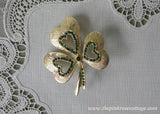 Vintage St. Patrick's Day Rhinestone Shamrock Clover Heart Pin