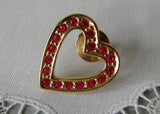 Vintage Red Rhinestone Valentines Heart Pin