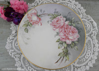 Vintage Hand Painted Pink Roses Plate