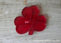 Vintage Red Plastic Shamrock St. Patrick's Day Cookie Cutter