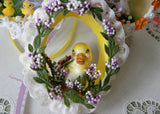 3 Vintage Hand Made Real Egg Easter Ornaments with Ducks and Ducklings - The Pink Rose Cottage 