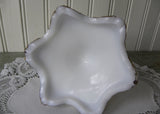 Antique Milk Glass Candle Holder Hand Painted Cottage Violets - The Pink Rose Cottage 