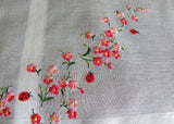 Vintage Embroidered Pink Forget Me Nots with Lady Bug Handkerchief