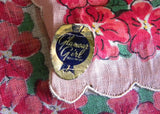 Vintage Tagged Glamour Girl Scalloped Pink and Yellow Primrose Garland Handkerchief