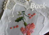 Tagged Vintage Madeira Linen Pink Carnation Handkerchief