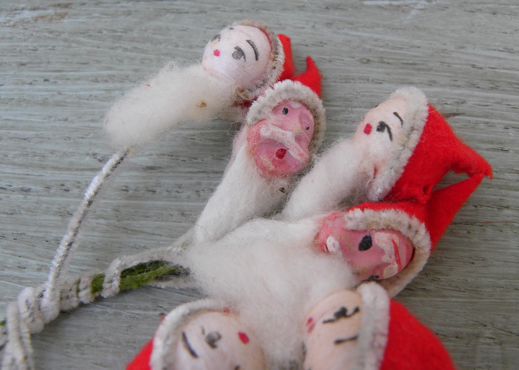 6 Vintage Santa Claus Christmas Floral Picks