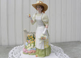 Victorian Woman Figurine Gardening and Watering Can
