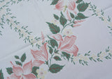 Vintage Tagged Simtex Soft Pink Lily Lilies Garland Tablecloth