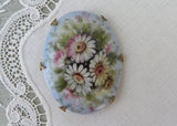 Antique Victorian Edwardian Hand Painted Daisies Pin Brooch - The Pink Rose Cottage 