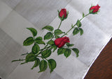 Vintage Long Stem Red Roses Valentine's Day Handkerchief