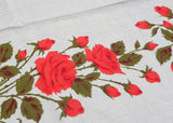 Vintage Bright Red Coral Long Stem Roses Tablecloth