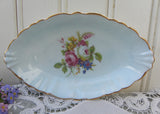 Vintage EB Foley Pin Tray Dish Pink Roses on Soft Blue