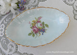 Vintage EB Foley Pin Tray Dish Pink Roses on Soft Blue