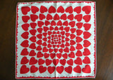 Vintage Valentine's Day Handkerchief TONS of Red Hearts