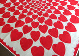 Vintage Valentine's Day Handkerchief TONS of Red Hearts