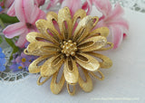 Vintage Signed Monet Daisy Dahlia Flower Pin Brooch