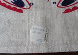 Vintage Mexican Tea Towel Red and Blue Sombrero Guitar Donkey and More