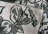 Vintage MWT Irish Linen Bold Floral Gray and Pink Handkerchief