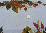 Vintage Autumn Tablecloth Leaves Acorns Mushrooms and Chrysanthemums
