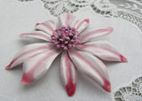 Vintage Enameled Pink and White Daisy Flower Pin