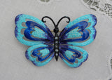 Vintage Enameled and Rhinestone Blue and Purple Butterfly Pin