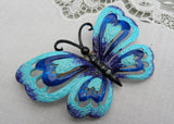 Vintage Enameled and Rhinestone Blue and Purple Butterfly Pin