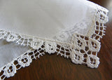 Unused Tagged Vintage Fine Venice Floral Lace Linen Bridal Wedding Handkerchief