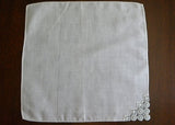 Vintage Linen Bridal Handkerchief with Petite Flower Corner Tatting