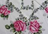 Vintage Pink Roses and Daisies Garland Tablecloth